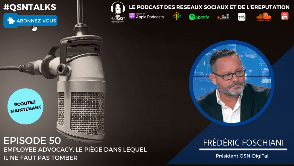 Cet article est la retranscription de l'épisode 50 du podcast QSNTALKS. Cet épisode présente pourquoi un programme d'employee advocacy ne fonctionne pas alors même que l'on est persuadé du contraire. Vous saurez comment identifier ou éviter ce piège et comment y remédier - L'auteur du podcast #qsntalks et de cet article est Frédéric Foschiani - Président de QSN-DigiTal , expert des réseaux sociaux et de l'eReputation.