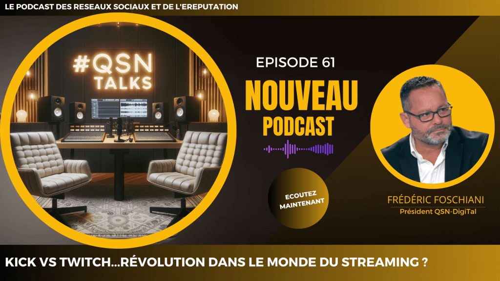 Cet article est la retranscription de l'épisode 61 du podcast QSNTALKS. Cet épisode présente l'ascension fulgurante de Twitch et le défi innovant posé par Kick. Doit-on s'attendre à une révolution dans le monde du streaming ? - L'auteur du podcast #qsntalks et de cet article est Frédéric Foschiani - Président de QSN-DigiTal , expert des réseaux sociaux et de l'eReputation.