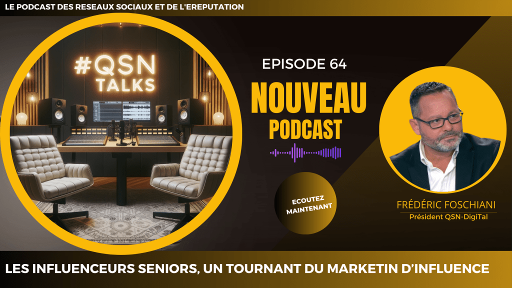 Cet article est la retranscription de l'épisode 64 du podcast QSNTALKS. Dans cet épisode, l'émergence des influenceurs seniors, souvent appelés "granfluencers",une tendance qui représente une évolution significative dans le monde du marketing digital. 
 - L'auteur du podcast #qsntalks et de cet article est Frédéric Foschiani - Président de QSN-DigiTal , expert des réseaux sociaux et de l'eReputation.