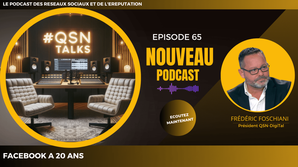 Cet article est la retranscription de l'épisode 65 du podcast QSNTALKS. Cet épisode explore la trajectoire de Facebook dans un paysage médiatique en constante mutation. De ses débuts, de sa croissance explosive et de son repositionnement en tant que Meta, découvrez comment Facebook reste plus que jamais au cœur de la communication digitale.
 - L'auteur du podcast #qsntalks et de cet article est Frédéric Foschiani - Président de QSN-DigiTal , expert des réseaux sociaux et de l'eReputation.